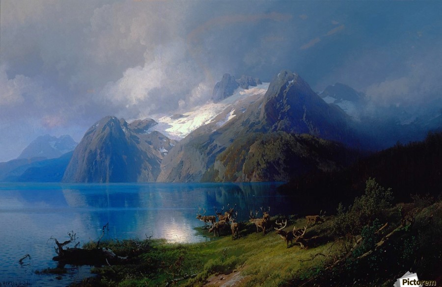 Mountain landscape by Edward Theodore Compton Wall Art